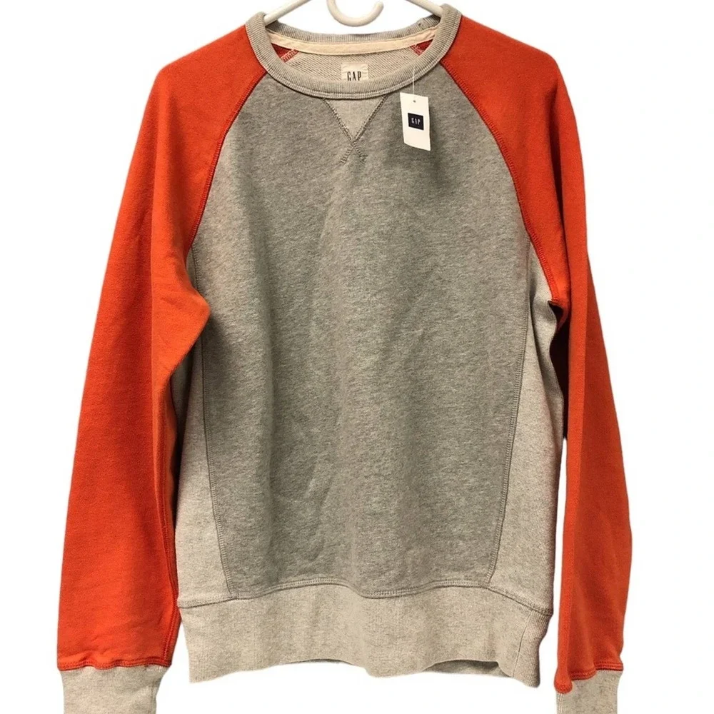 Gap Tri‎ Tone orange and gray vintage retro reglan crewneck sweatshirt Mens S